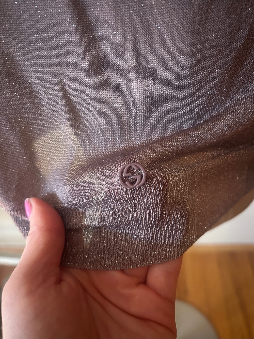 Gucci Shimmery Dusty Mauve V-Neck Button Cardigan - Picture 2 of 7